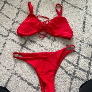 *SOLD* SHEIN Red Front Tie Bikini Top and Bottom Set